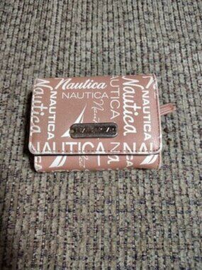 Nautical Women's Tri_fold Snap Tan+White Signature Wallet RFID Protection